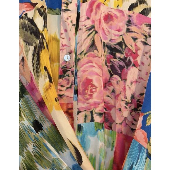 Zara Multicolor Topical Floral Satin Romper Women’s M Colorful Vacation - Picture 10 of 12